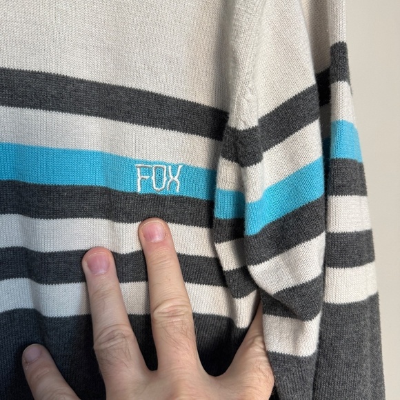 FOX Men's Long Sleeve Lightweight Striped Sweater Blue/Gray Size Large Outdoor - Picture 6 of 13